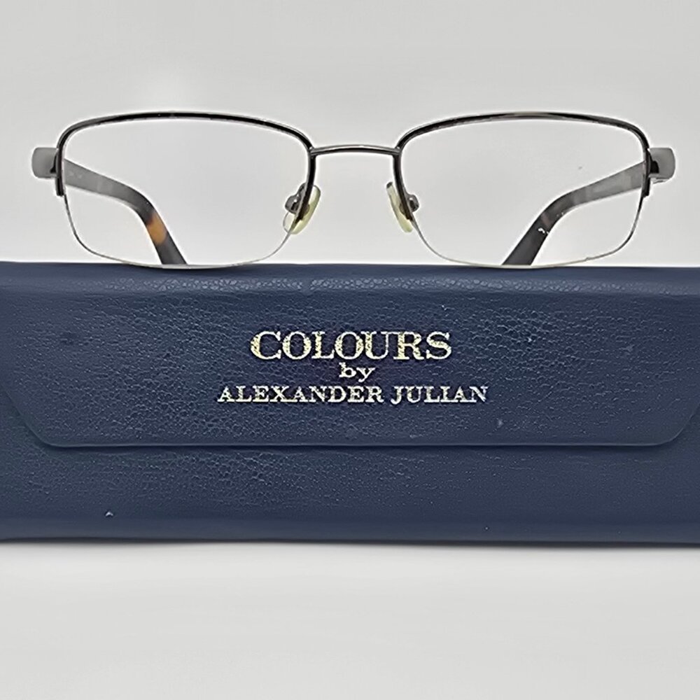 Colours by Alexander Julian Clayton Gunmetal Semi Rimless Eyeglasses Frame 52mm
